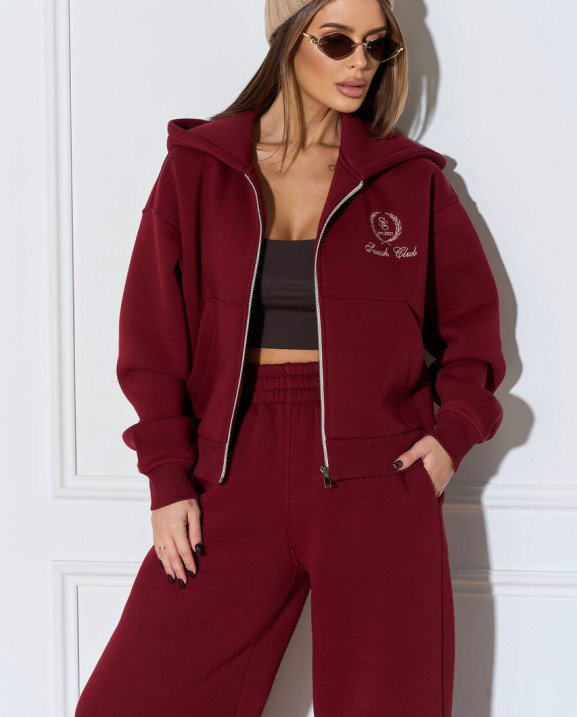 94/1 Спортивний костюм на флісі з капюшоном та вишивкою